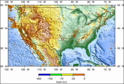 U.S. Map of earthquake occurances