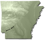 Gulf Coastal Plain in southwest Arkansas in parts of Clark, Hempstead, and Howard Counties; Louisiana, Texas