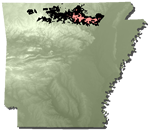 Northern Arkansas, Ozark Plateaus; Illinois, Indiana, Iowa, Kansas, Kentucky, Michigan, Minnesota, Missouri, Ohio, Oklahoma, and Wisconsin