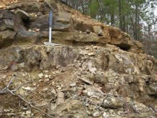 Rock hammer on Penters Chert